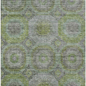 Homeroots 3' Blue And Gray Geometric Washable Area Rug - Stylish Indoor/Outdoor Decor For Any Space 9' X 12' Polyester 606234