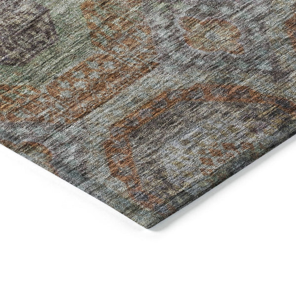 Homeroots 3' Blue And Gray Geometric Washable Area Rug - Stylish Indoor/Outdoor Decor For Any Space 3' X 5' Polyester 606236