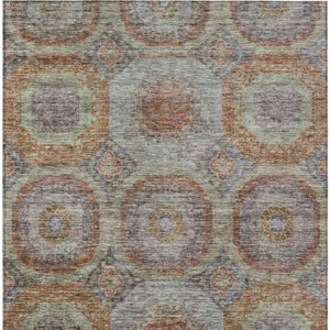 Homeroots 3' Blue And Gray Geometric Washable Area Rug - Stylish Indoor/Outdoor Decor For Any Space 5' X 8' Polyester 606237