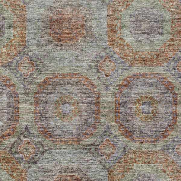 Homeroots 3' Blue And Gray Geometric Washable Area Rug - Stylish Indoor/Outdoor Decor For Any Space 5' X 8' Polyester 606237