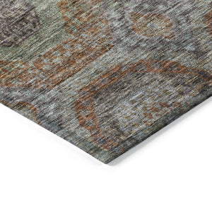 Homeroots 3' Blue And Gray Geometric Washable Area Rug - Stylish Indoor/Outdoor Decor For Any Space 9' X 12' Polyester 606240
