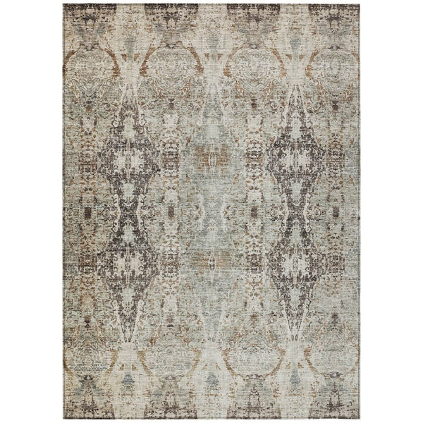 HomeRoots 9' X 12' Floral Washable Area Rug - Durable Black & Brown Design for Indoor & Outdoor Use, Easy Care 606246