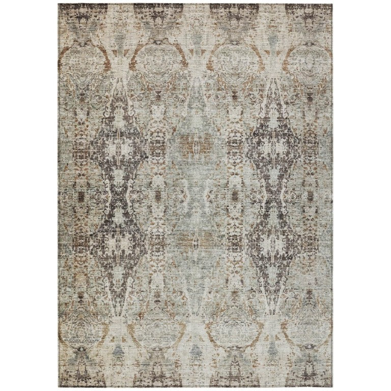 HomeRoots Floral Polyester Area Rug Machine Washable Indoor Outdoor Low Pile for Patio or Foyer 10' x 14' 606247