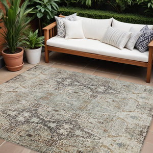 Homeroots 3' Stylish Black And Brown Floral Washable Area Rug For Indoor And Outdoor Spaces, Durable & Elegant 10' X 14' Polyester 606247