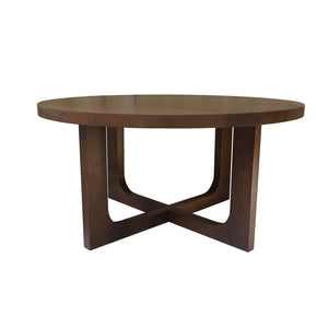 HomeRoots 36" Brown Solid Wood Round Coffee Table with Cross Legs - Timeless Design for Any Space! 606250