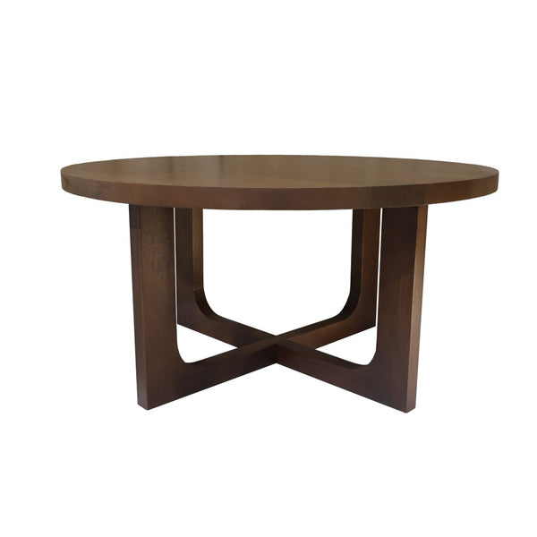 HomeRoots 36" Brown Solid Wood Round Coffee Table with Cross Legs - Timeless Design for Any Space! 606250