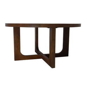 HomeRoots 36" Brown Solid Wood Round Coffee Table with Cross Legs - Timeless Design for Any Space! 606250