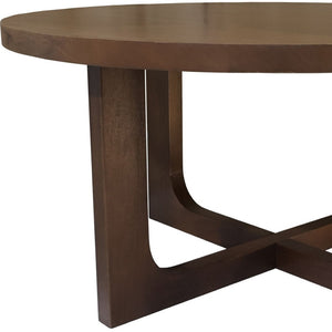 HomeRoots 36" Brown Solid Wood Round Coffee Table with Cross Legs - Timeless Design for Any Space! 606250