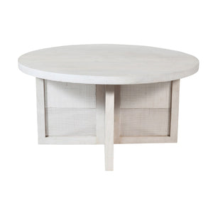 HomeRoots 36" White Solid Wood Round Coffee Table with Cross Legs - Coastal Charm for Your Modern Living Space 606253