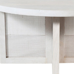 HomeRoots 36" White Solid Wood Round Coffee Table with Cross Legs - Coastal Charm for Your Modern Living Space 606253