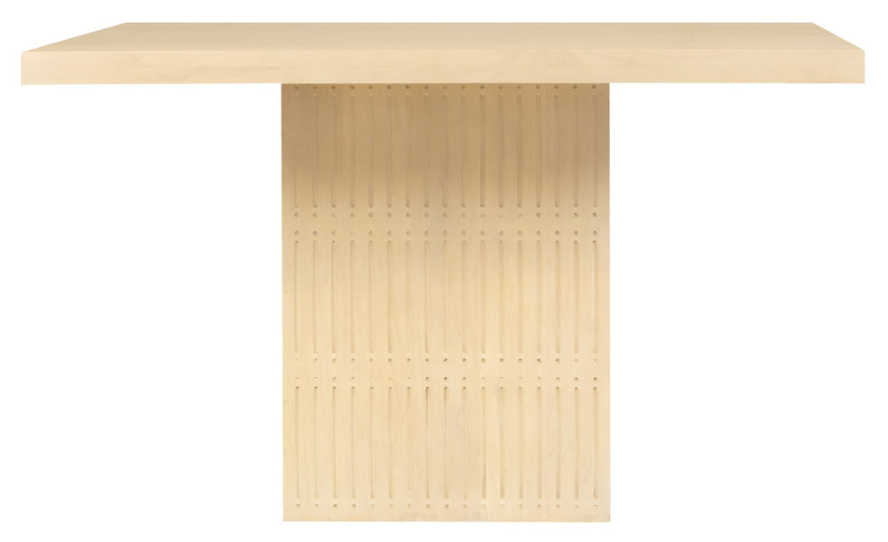 HomeRoots 48" Solid Wood Pedestal Dining Table - Modern Rustic Design with Hand-Carved Base for 8 Guests 606262