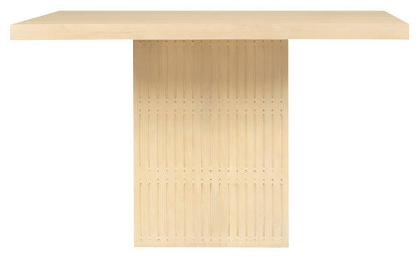 HomeRoots 48" Solid Wood Pedestal Dining Table - Modern Rustic Design with Hand-Carved Base for 8 Guests 606262