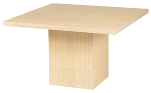 HomeRoots 48" Solid Wood Pedestal Dining Table - Modern Rustic Design with Hand-Carved Base for 8 Guests 606262