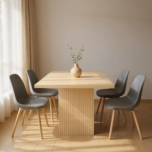 HomeRoots 48" Solid Wood Pedestal Dining Table - Modern Rustic Design with Hand-Carved Base for 8 Guests 606262