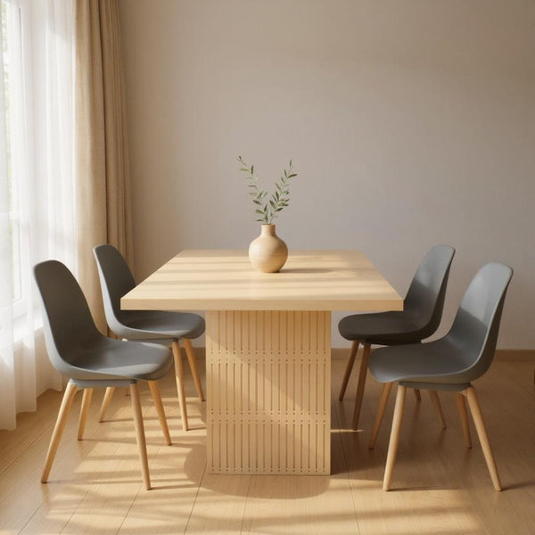 HomeRoots 48" Solid Wood Pedestal Dining Table - Modern Rustic Design with Hand-Carved Base for 8 Guests 606262