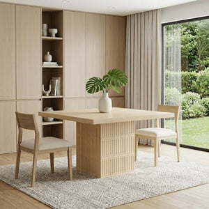 60 Inch Solid Wood Square Dining Table with Pedestal Base for Gatherings