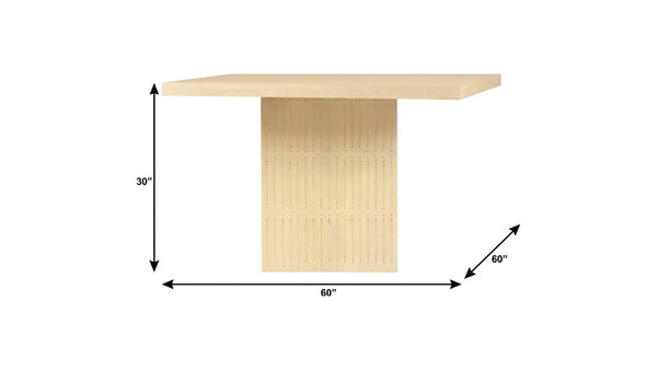 60 Inch Solid Wood Square Dining Table with Pedestal Base for Gatherings