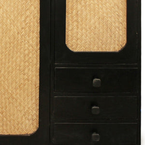 HomeRoots 32" Black Distressed Solid Wood Sideboard - Stylish Three Drawer Storage Cabinet for Any Room 606264