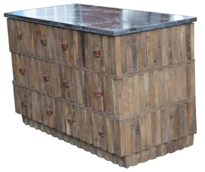 HomeRoots 47" Rustic Distressed Reclaimed Wood Buffet Table with Six Drawers for Stylish Storage & Decor 606265