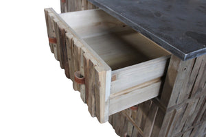 HomeRoots 47" Rustic Distressed Reclaimed Wood Buffet Table with Six Drawers for Stylish Storage & Decor 606265