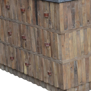 HomeRoots 47" Rustic Distressed Reclaimed Wood Buffet Table with Six Drawers for Stylish Storage & Decor 606265