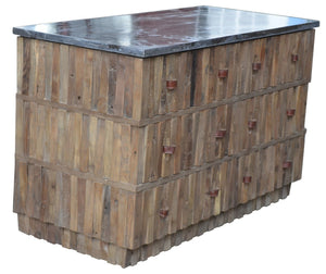 HomeRoots 47" Rustic Distressed Reclaimed Wood Buffet Table with Six Drawers for Stylish Storage & Decor 606265