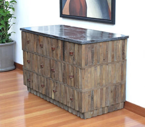 HomeRoots 47" Rustic Distressed Reclaimed Wood Buffet Table with Six Drawers for Stylish Storage & Decor 606265