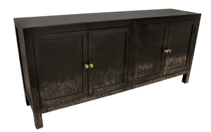 HomeRoots 66" Black Distressed Solid Wood Sideboard - Vintage-Inspired Storage Cabinet for Any Room 606280