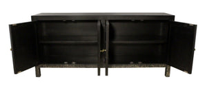 HomeRoots 66" Black Distressed Solid Wood Sideboard - Vintage-Inspired Storage Cabinet for Any Room 606280