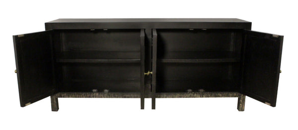 HomeRoots 66" Black Distressed Solid Wood Sideboard - Vintage-Inspired Storage Cabinet for Any Room 606280