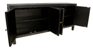 HomeRoots 66" Black Distressed Solid Wood Sideboard - Vintage-Inspired Storage Cabinet for Any Room 606280
