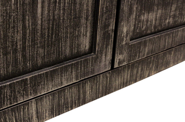 HomeRoots 66" Black Distressed Solid Wood Sideboard - Vintage-Inspired Storage Cabinet for Any Room 606280