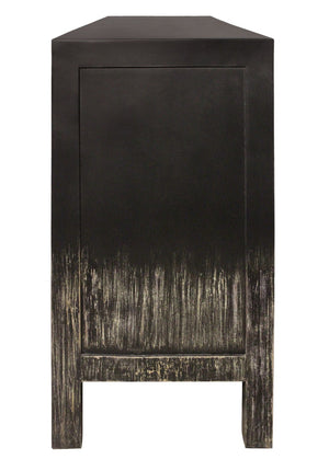 HomeRoots 66" Black Distressed Solid Wood Sideboard - Vintage-Inspired Storage Cabinet for Any Room 606280