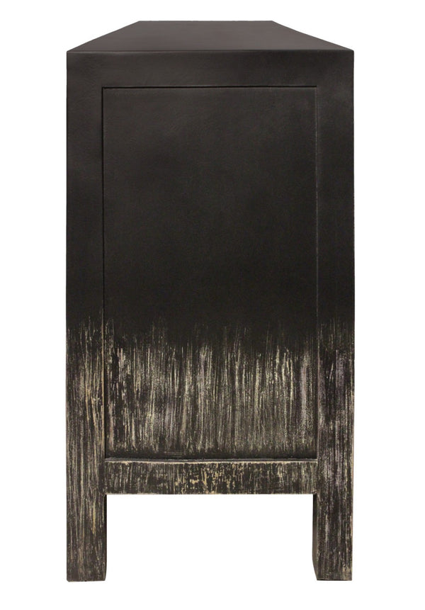 HomeRoots 66" Black Distressed Solid Wood Sideboard - Vintage-Inspired Storage Cabinet for Any Room 606280