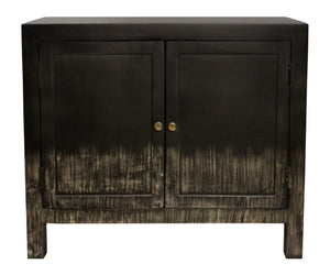 HomeRoots 34" Black Distressed Solid Wood Sideboard - Stylish Storage Cabinet with Adjustable Shelving & Doors 606281