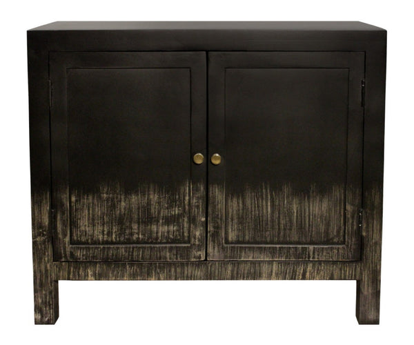 HomeRoots 34" Black Distressed Solid Wood Sideboard - Stylish Storage Cabinet with Adjustable Shelving & Doors 606281