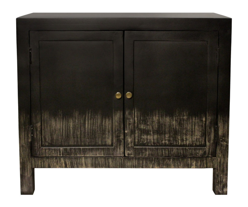 HomeRoots 34" Black Distressed Solid Wood Sideboard - Stylish Storage Cabinet with Adjustable Shelving & Doors 606281
