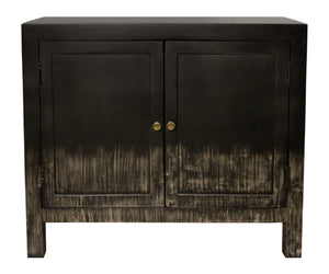 HomeRoots 34" Black Distressed Solid Wood Sideboard - Stylish Storage Cabinet with Adjustable Shelving & Doors 606281