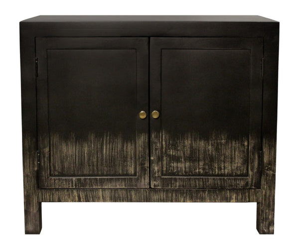 HomeRoots 34" Black Distressed Solid Wood Sideboard - Stylish Storage Cabinet with Adjustable Shelving & Doors 606281