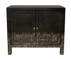 HomeRoots 34" Black Distressed Solid Wood Sideboard - Stylish Storage Cabinet with Adjustable Shelving & Doors 606281