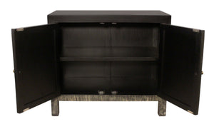 HomeRoots 34" Black Distressed Solid Wood Sideboard - Stylish Storage Cabinet with Adjustable Shelving & Doors 606281