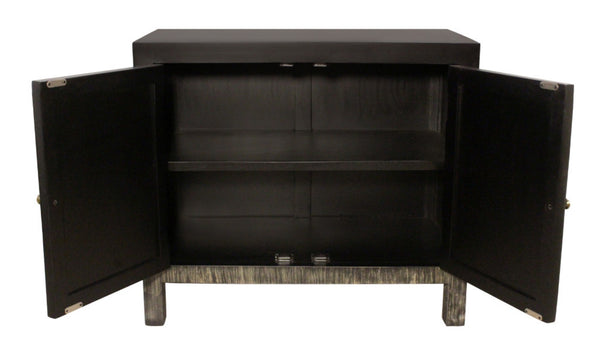 HomeRoots 34" Black Distressed Solid Wood Sideboard - Stylish Storage Cabinet with Adjustable Shelving & Doors 606281
