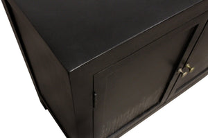 HomeRoots 34" Black Distressed Solid Wood Sideboard - Stylish Storage Cabinet with Adjustable Shelving & Doors 606281