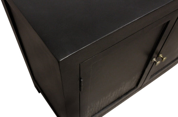 HomeRoots 34" Black Distressed Solid Wood Sideboard - Stylish Storage Cabinet with Adjustable Shelving & Doors 606281