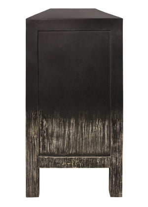 HomeRoots 34" Black Distressed Solid Wood Sideboard - Stylish Storage Cabinet with Adjustable Shelving & Doors 606281