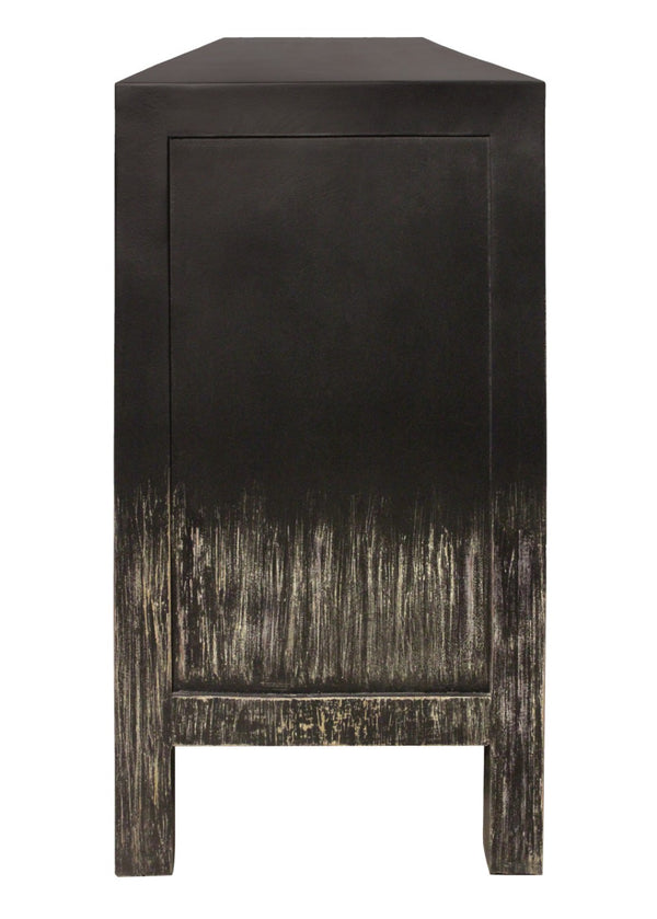 HomeRoots 34" Black Distressed Solid Wood Sideboard - Stylish Storage Cabinet with Adjustable Shelving & Doors 606281