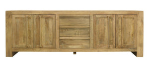 HomeRoots 94" Natural Distressed Solid Wood Sideboard - Elegant Storage Solution with Timeless Vintage Charm 606282