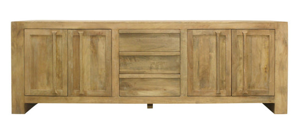 HomeRoots 94" Natural Distressed Solid Wood Sideboard - Elegant Storage Solution with Timeless Vintage Charm 606282