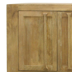 HomeRoots 94" Natural Distressed Solid Wood Sideboard - Elegant Storage Solution with Timeless Vintage Charm 606282