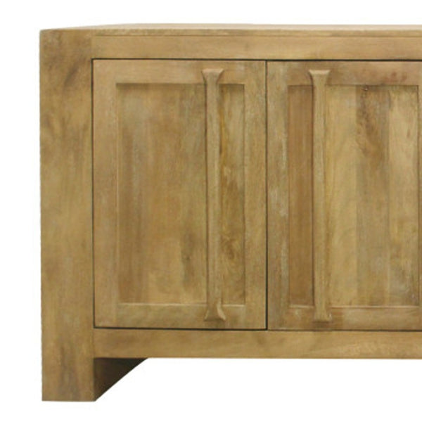 HomeRoots 94" Natural Distressed Solid Wood Sideboard - Elegant Storage Solution with Timeless Vintage Charm 606282